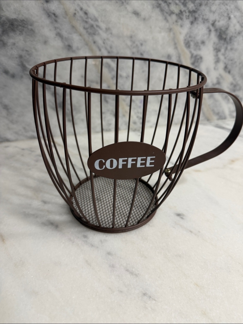 Brown Coffee Wire Basket Mug Holder - Home Kitchen